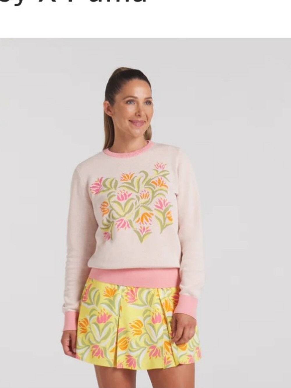 Puma X Dani Dazey Retro Floral Golf Sweater, Pink - Picture 4 of 14